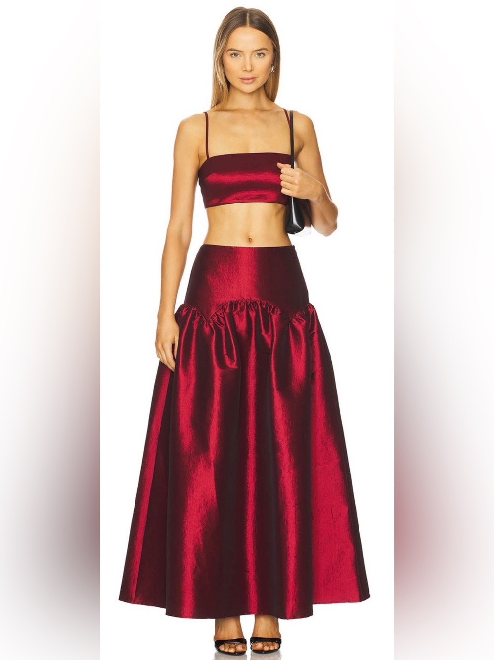 MORE TO COME MTC Carson Satin Oxblood Top - Size XS - NWT!